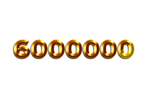 6000000 subscribers celebration greeting Number with golden design png