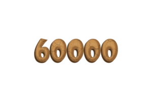 60000 subscribers celebration greeting Number with clay design png