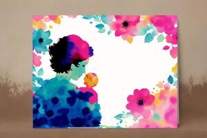 Mothers Day postcard. Mother s Day background. Watercolor paint. Copy space. photo
