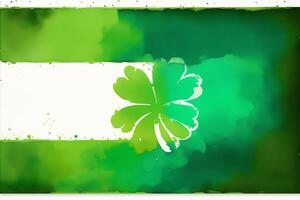 St. Patricks Day postcard. St. Patrick s Day background. Watercolor paint. Copy space. photo