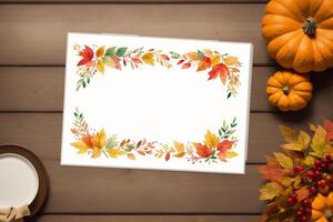 Thanksgiving postcard. Thanksgiving celebrations background. Turkey. Copy space. photo