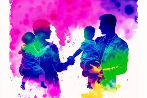 Pride Month. An illustration of gay family. Gay family spending time together. Lgbtq. photo