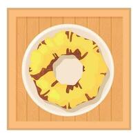 Lemon bundt icon isometric vector. Homemade lemon bundt cake on wooden table vector