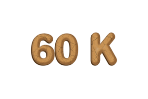 60 k subscribers celebration greeting Number with mud design png