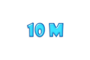 10 million subscribers celebration greeting Number with blue glossi design png