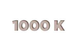 1000 k subscribers celebration greeting Number with engrave design png