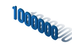 1000000 subscribers celebration greeting Number with isomatric design png