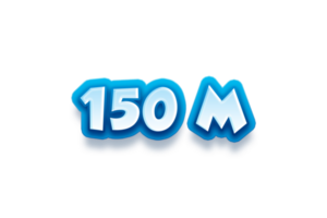 150 million subscribers celebration greeting Number with modren blue design png
