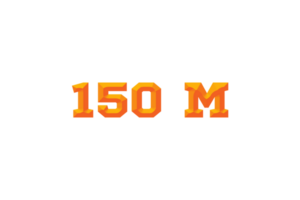 150 million subscribers celebration greeting Number with embossed design png