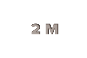 2 million subscribers celebration greeting Number with wooden engraved design png