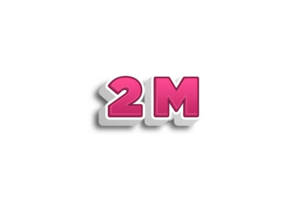 2 million subscribers celebration greeting Number with pink 3d design png