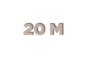 20 million subscribers celebration greeting Number with engrave design png