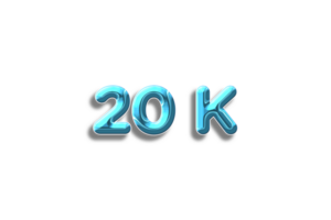 20 k subscribers celebration greeting Number with plastic design png