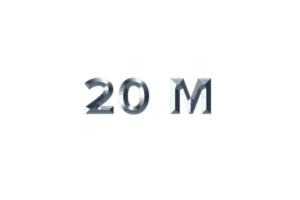 20 million subscribers celebration greeting Number with grey metal design png