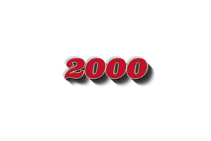 2000 subscribers celebration greeting Number with red embossed design png