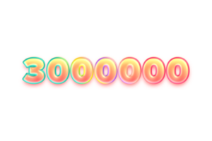 3000000 prenumeranter firande hälsning siffra med godis Färg design png