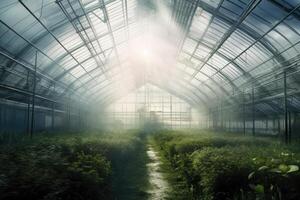 Growing organic products in modern greenhouse. photo