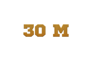 30 million subscribers celebration greeting Number with embroidery design png