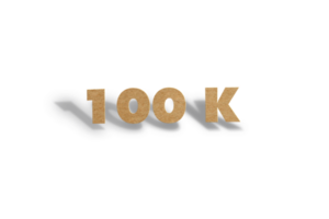 100 k subscribers celebration greeting Number with hard card cutted design png