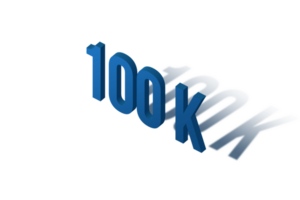 100 k subscribers celebration greeting Number with isomatric design png