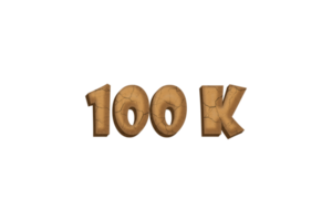 100 k subscribers celebration greeting Number with clay design png