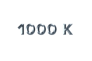 1000 k subscribers celebration greeting Number with grey metal design png