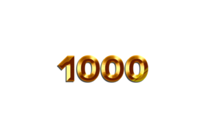 1000 suscriptores celebracion saludo número con dorado diseño png