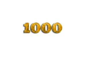 1000 suscriptores celebracion saludo número con dorado diseño png