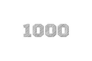 1000 suscriptores celebracion saludo número con lápiz bosquejo diseño png