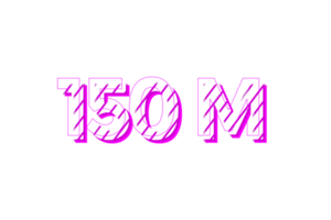 150 million subscribers celebration greeting Number with stripe design png