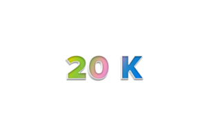 20 k subscribers celebration greeting Number with 3d extrude design png