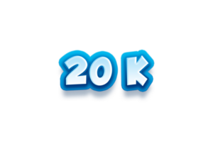 20 k subscribers celebration greeting Number with modren blue design png