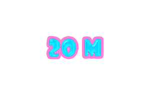 20 million subscribers celebration greeting Number with jelly design png