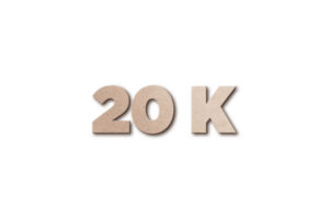 20 k subscribers celebration greeting Number with card board design png
