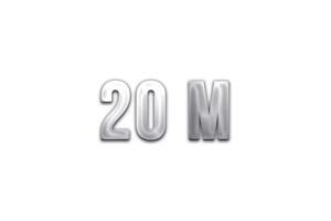 20 million subscribers celebration greeting Number with steel design png