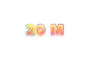 20 million subscribers celebration greeting Number with candy color design png