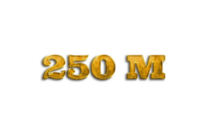 250 miljoen abonnees viering groet aantal met gouden ontwerp png