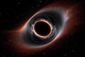 Black hole illustration in outer space. Supermassive singularity. photo