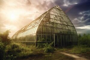 Growing organic products in modern greenhouse. photo