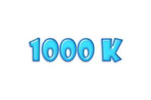 1000 k subscribers celebration greeting Number with blue glossi design png