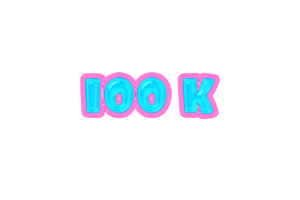 100 k subscribers celebration greeting Number with jelly design png