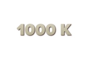 1000 k subscribers celebration greeting Number with card board 2 design png