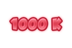 1000 k subscribers celebration greeting Number with red embossed design png