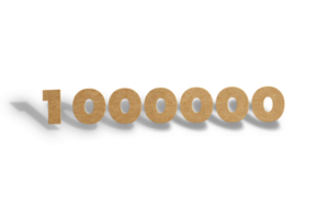 1000000 subscribers celebration greeting Number with hard card cutted design png