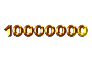 10000000 subscribers celebration greeting Number with golden design png