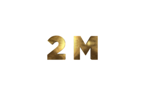 2 million subscribers celebration greeting Number with gold design png