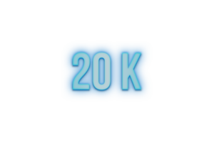 20 k subscribers celebration greeting Number with bannerneon design png