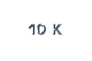 10 k subscribers celebration greeting Number with grey metal design png