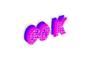 60 k subscribers celebration greeting Number with multi layer design png