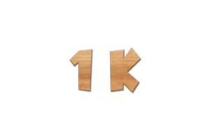 1 k subscribers celebration greeting Number with oak wood design png